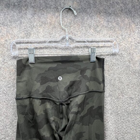 Lululemon Pants Womens 4 Green Camo High Rise Full Length Leggings Gym Yoga - Picture 4 of 11